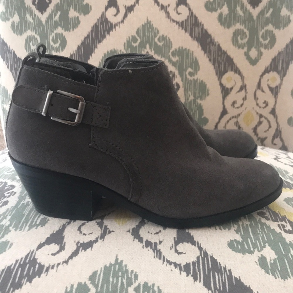 Gray Leather Booties